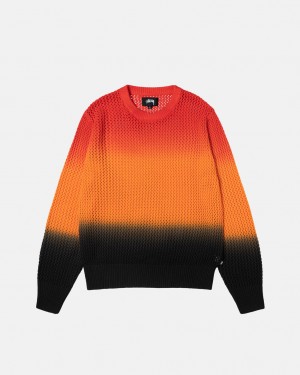 Women Stussy Pigment Dyed Loose Gauge Knit Sweaters Black / Red Australia | RVE-2061