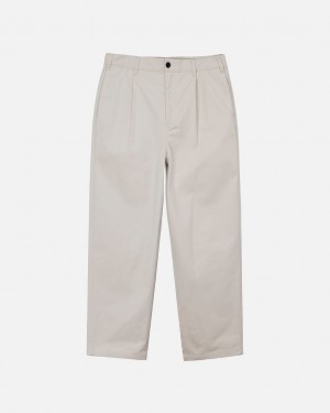 Women Stussy Twill Volume Pleated Trouser Pants Beige Australia | PYP-2221