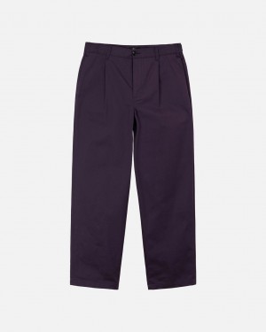 Women Stussy Twill Volume Pleated Trouser Pants Purple Australia | MDJ-7053