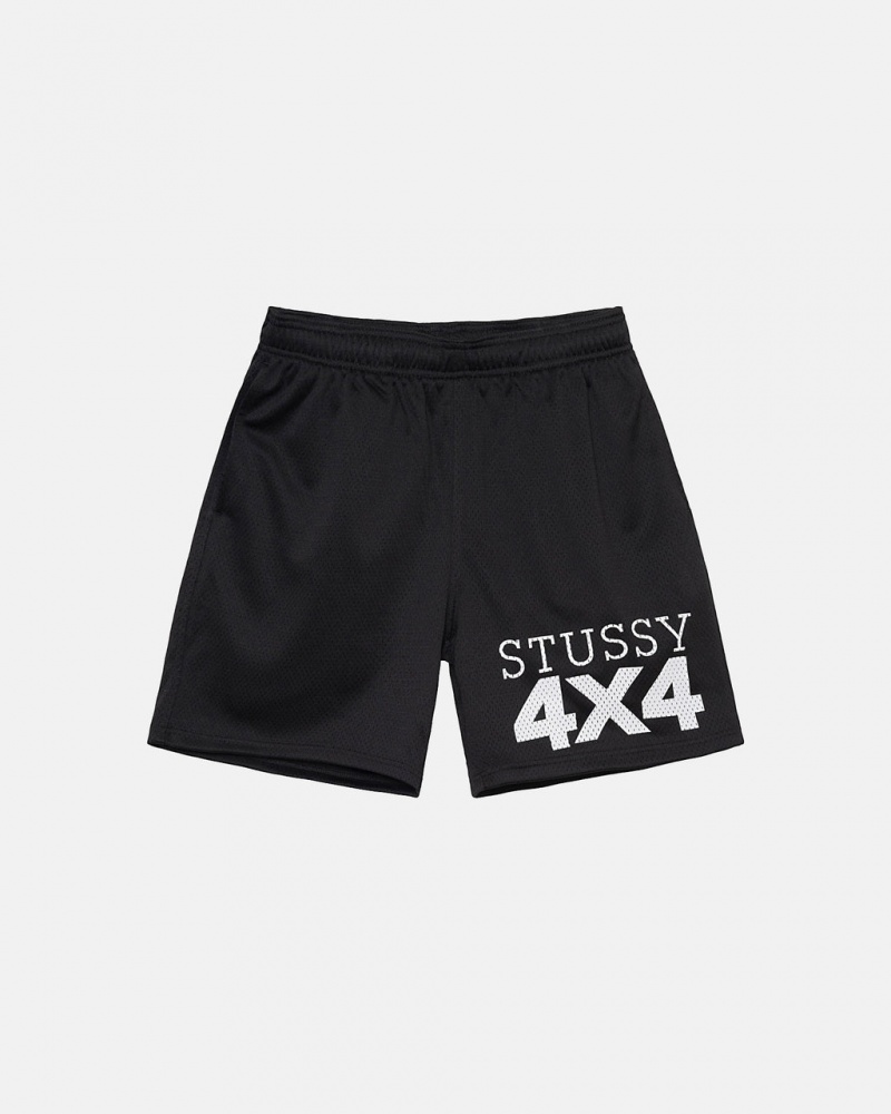 Men Stussy 4X4 Mesh Shorts Black Australia | ITX-8666