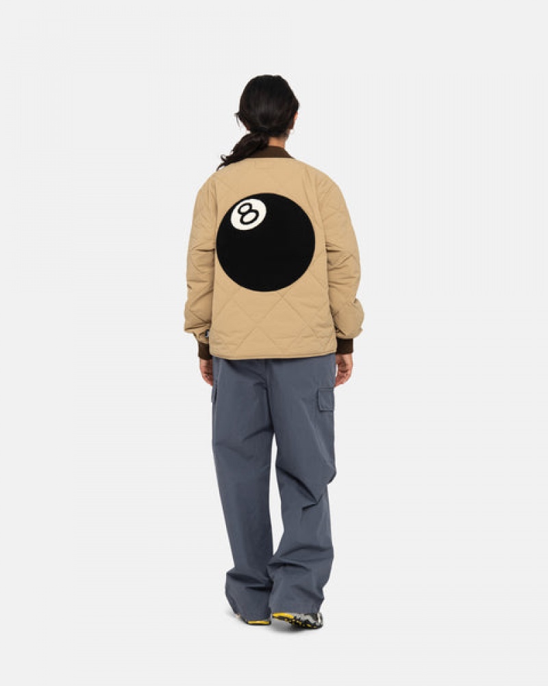 Men Stussy 8 Ball Quilted Liner Jackets Brown Australia | VXK-8401