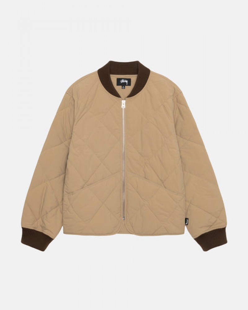 Men Stussy 8 Ball Quilted Liner Jackets Brown Australia | VXK-8401