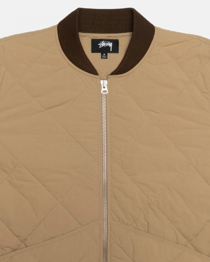 Men Stussy 8 Ball Quilted Liner Jackets Brown Australia | VXK-8401