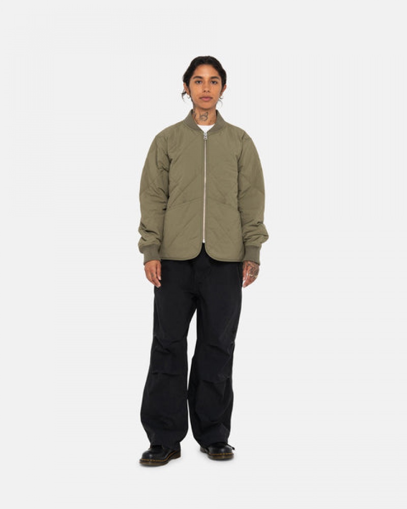 Men Stussy 8 Ball Quilted Liner Jackets Olive Australia | ONJ-0942