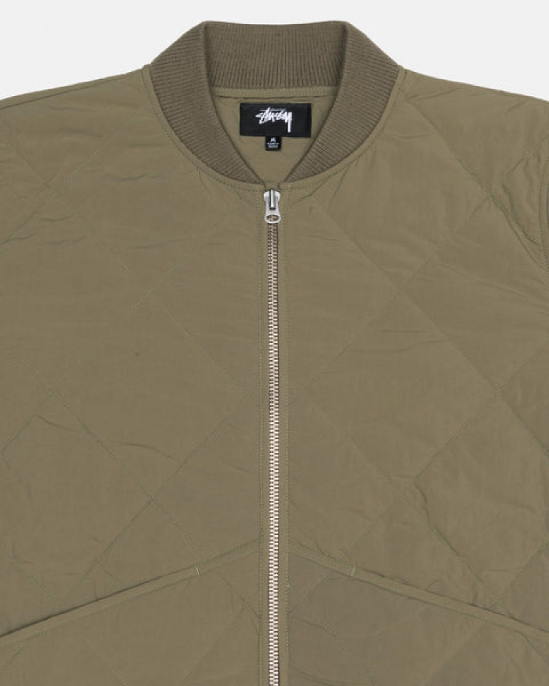 Men Stussy 8 Ball Quilted Liner Jackets Olive Australia | ONJ-0942