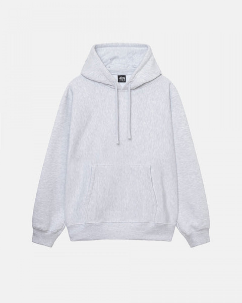 Men Stussy Back Hood Applique Hoodie Grey Australia | OHB-8652