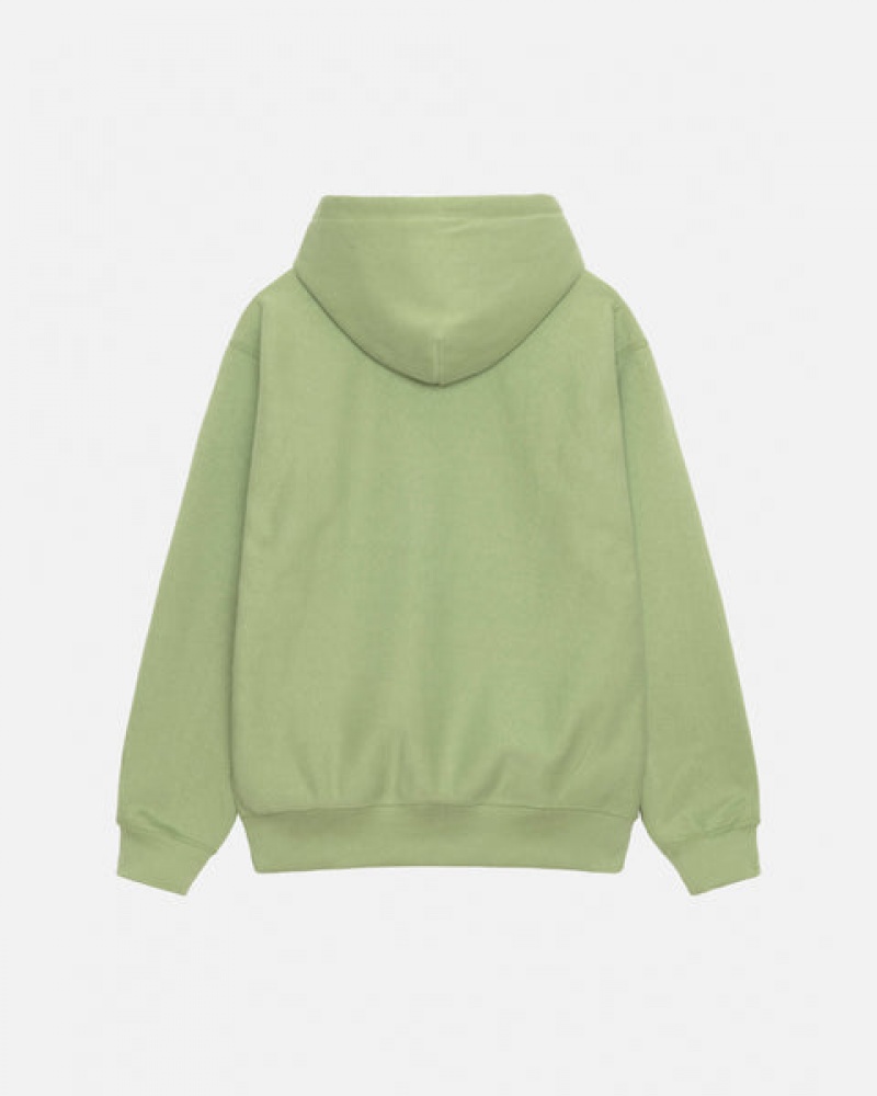 Men Stussy Basic Applique Hood Sweatshirts Green Australia | GET-9992