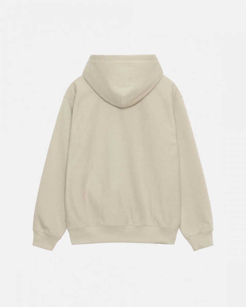 Men Stussy Basic Applique Hood Sweatshirts Khaki Australia | DRL-5414