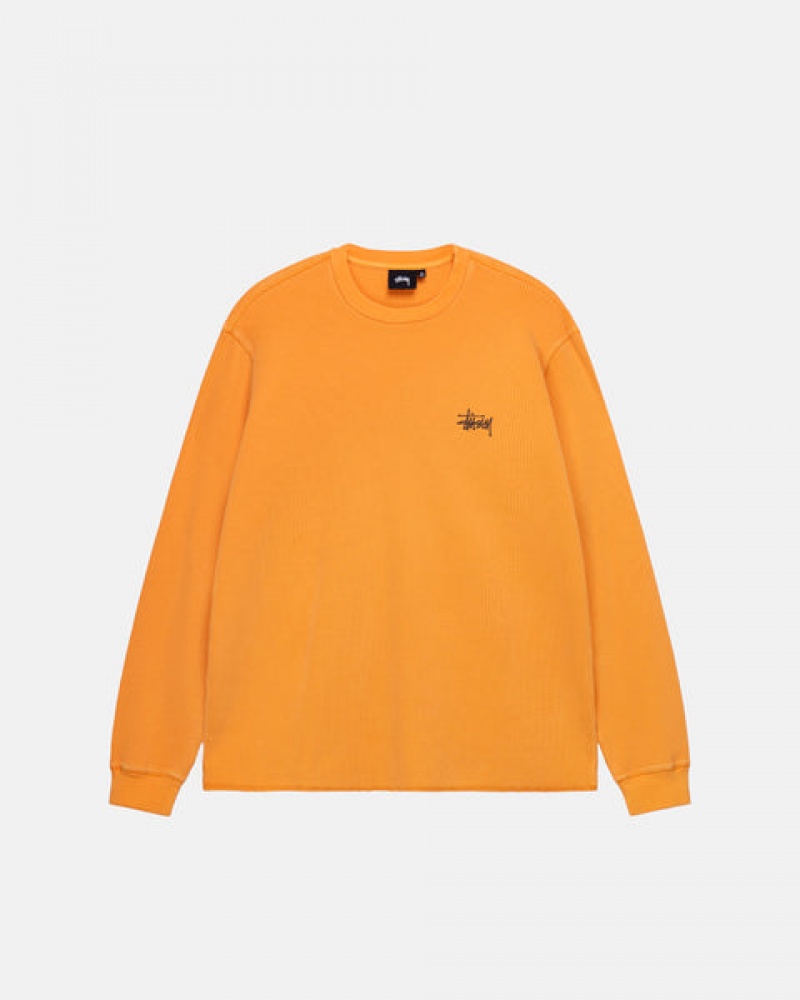 Men Stussy Basic Stock Ls Thermal Tops Orange Australia | XGH-1397