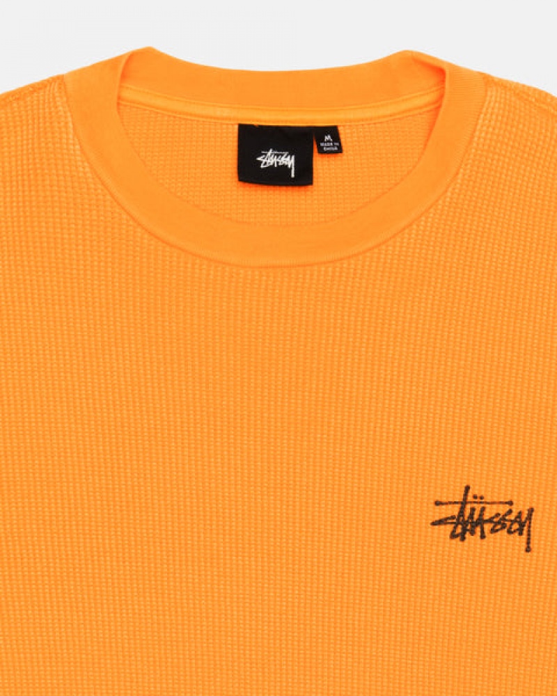 Men Stussy Basic Stock Ls Thermal Tops Orange Australia | XGH-1397