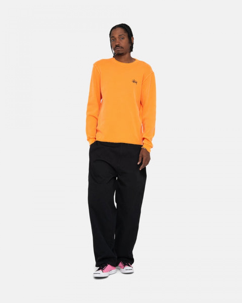 Men Stussy Basic Stock Ls Thermal Tops Orange Australia | XGH-1397