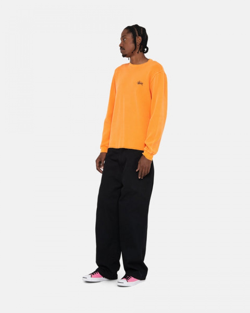 Men Stussy Basic Stock Ls Thermal Tops Orange Australia | XGH-1397