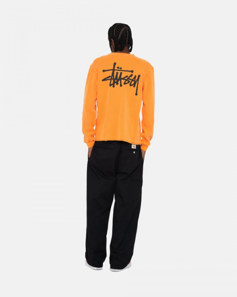 Men Stussy Basic Stock Ls Thermal Tops Orange Australia | XGH-1397