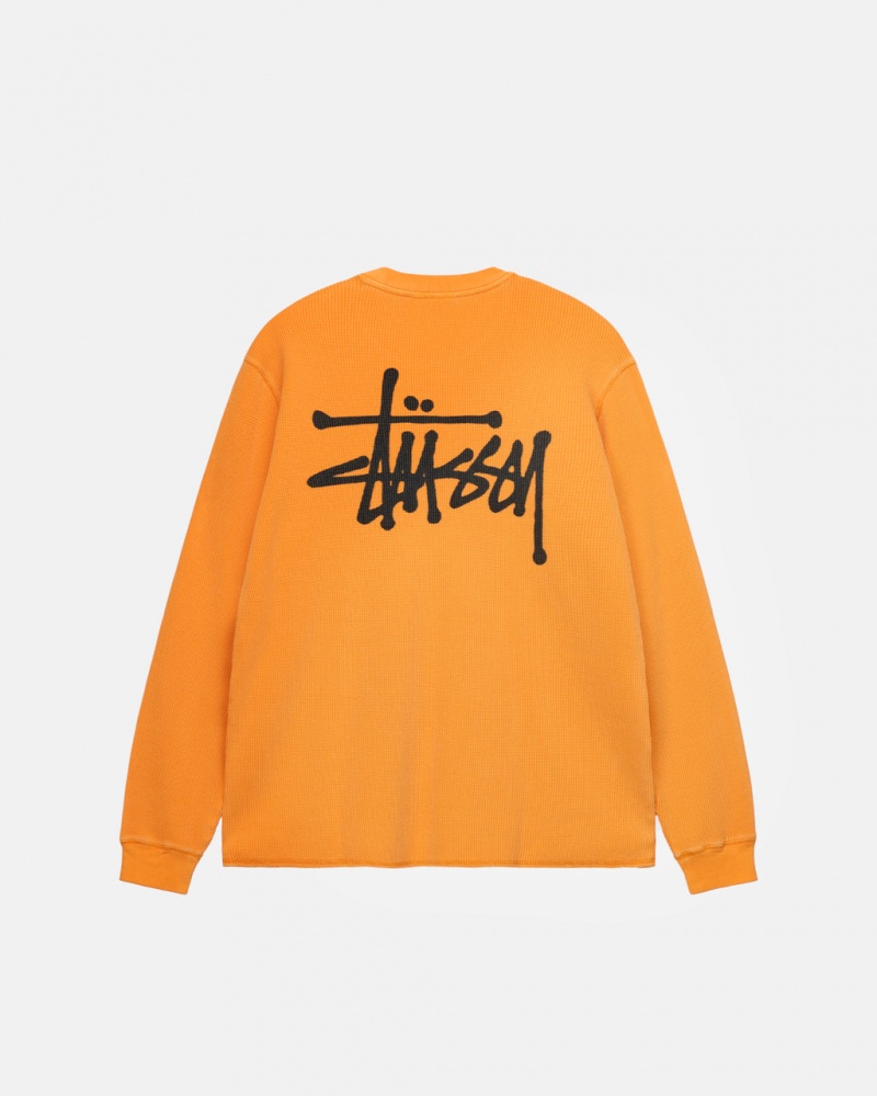 Men Stussy Basic Stock Ls Thermal Tops Orange Australia | XGH-1397