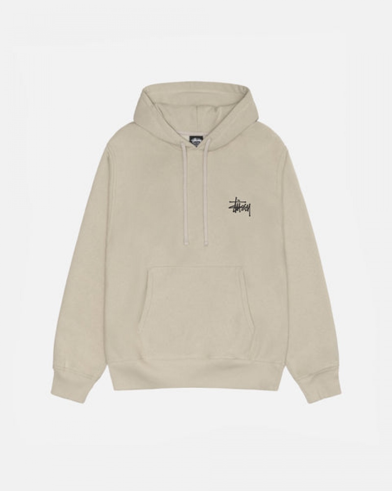 Men Stussy Basic Stussy Hood Sweatshirts Khaki Australia | CEJ-4806