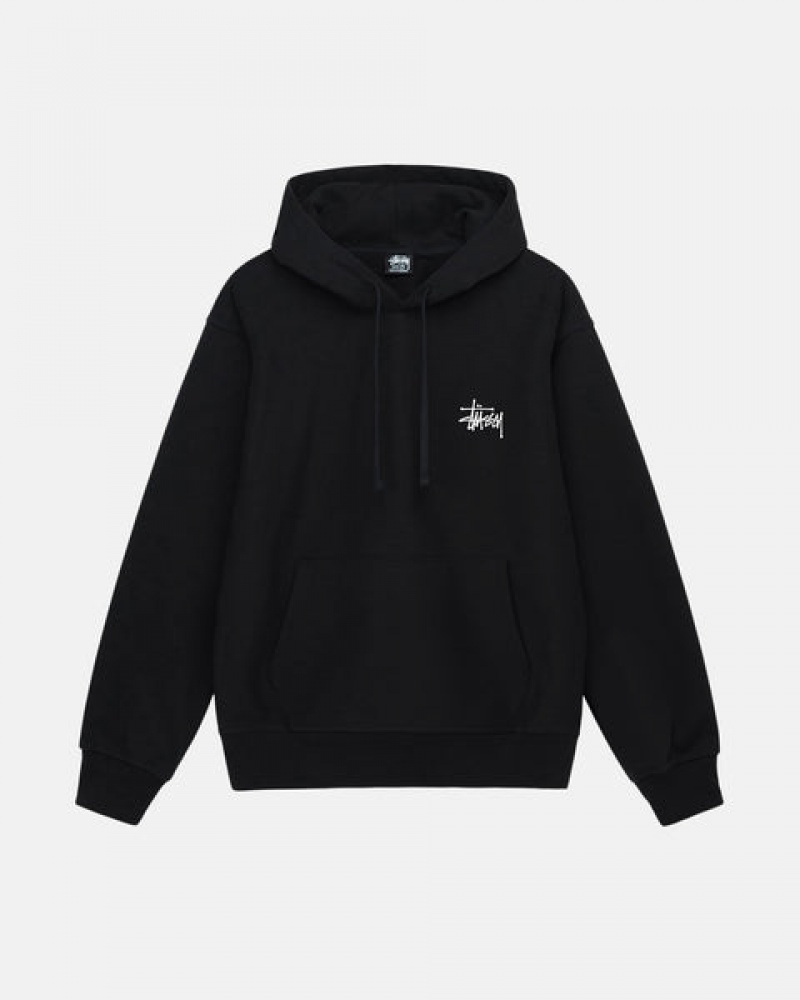 Men Stussy Basic Stussy Hoodie Black Australia | ACR-5319