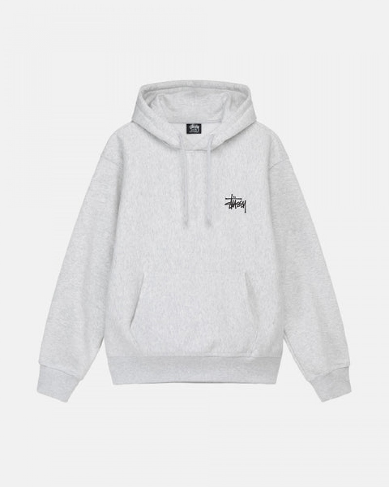 Men Stussy Basic Stussy Hoodie Grey Australia | ZVM-6833