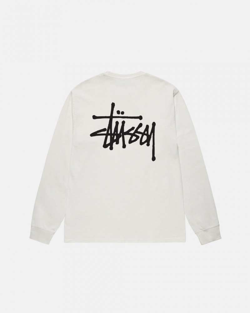 Men Stussy Basic Stussy LS Tee Pigment Dyed T Shirt Beige Australia | LMY-7524