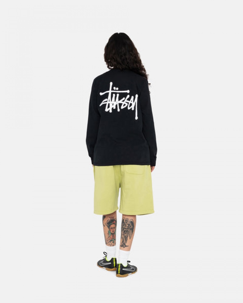 Men Stussy Basic Stussy Ls Tee T Shirt Black Australia | PLI-2009