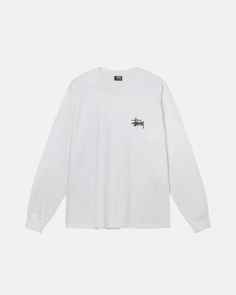 Men Stussy Basic Stussy Ls Tee T Shirt White Australia | ANK-0727