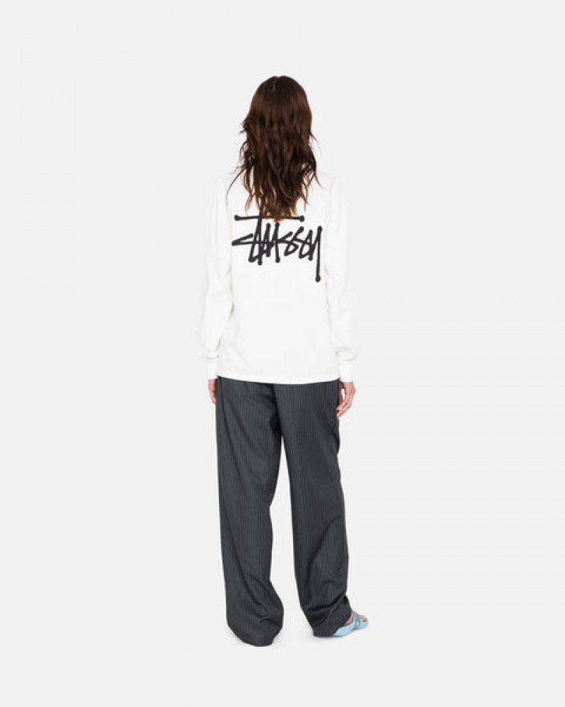 Men Stussy Basic Stussy Ls Tee T Shirt White Australia | ANK-0727