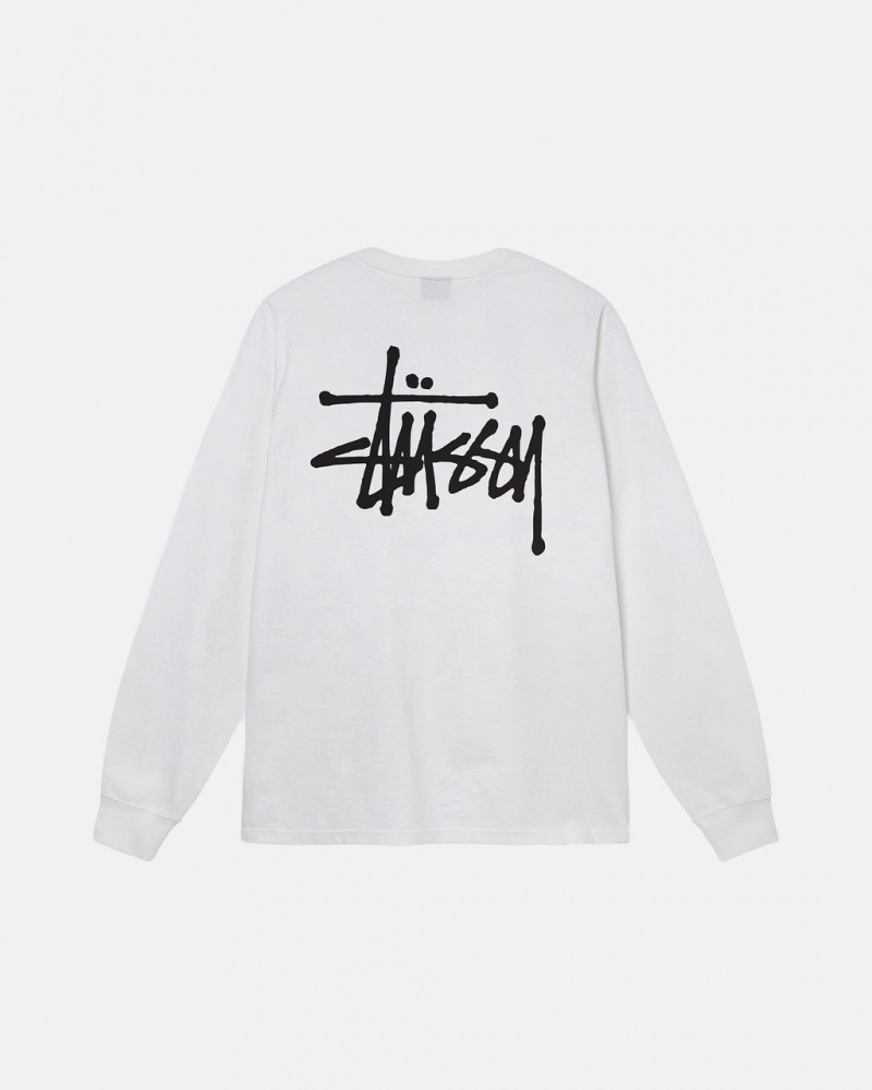 Men Stussy Basic Stussy Ls Tee T Shirt White Australia | ANK-0727