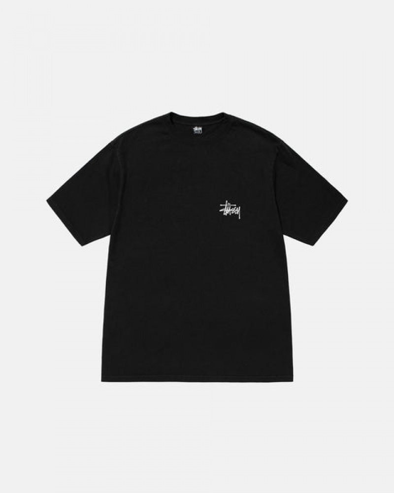 Men Stussy Basic Stussy Pigment Dyed Tee T Shirt Black Australia | GXG-2020