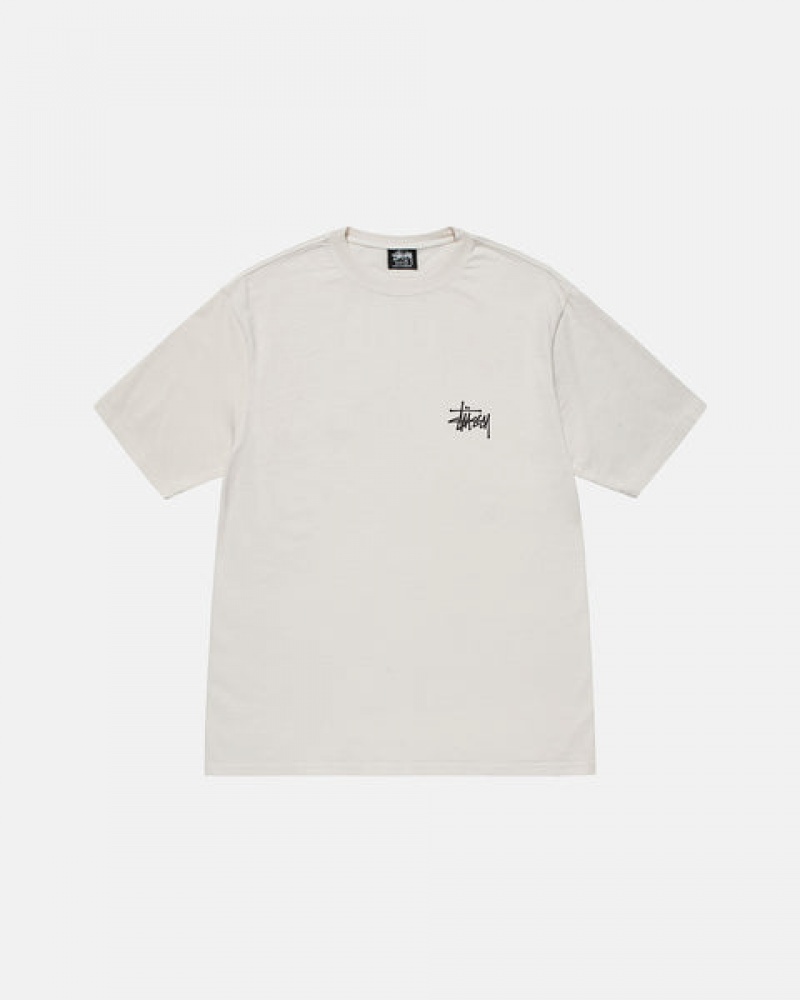 Men Stussy Basic Stussy Tee T Shirt Beige Australia | RFS-8246