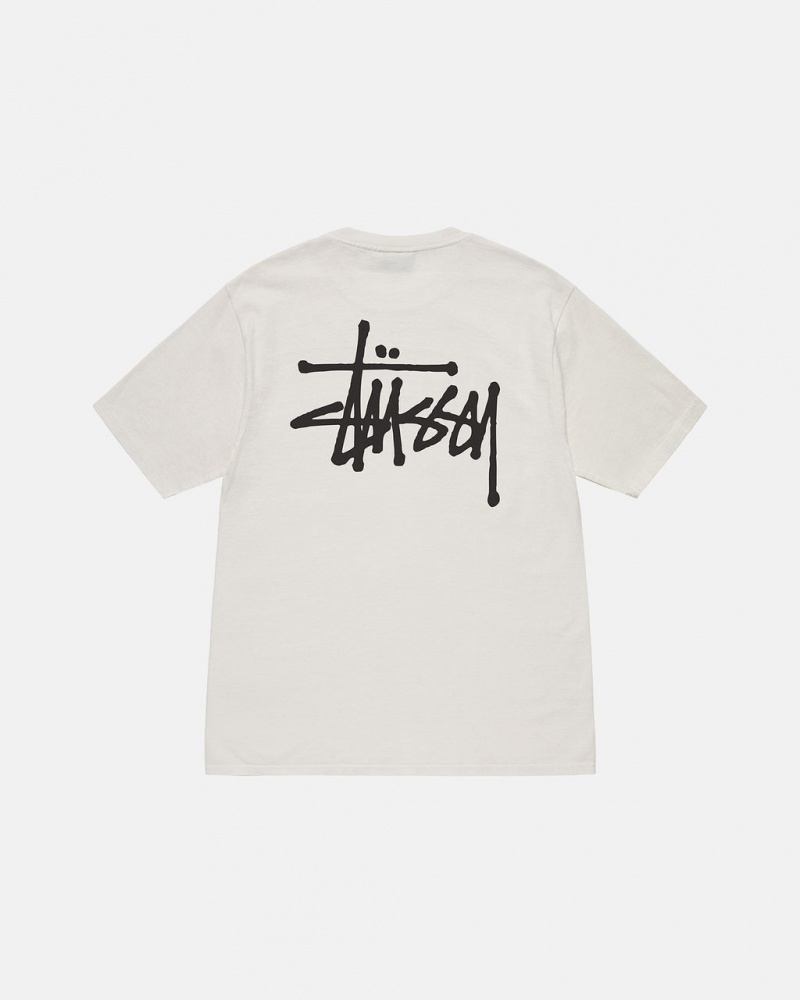 Men Stussy Basic Stussy Tee T Shirt Beige Australia | RFS-8246