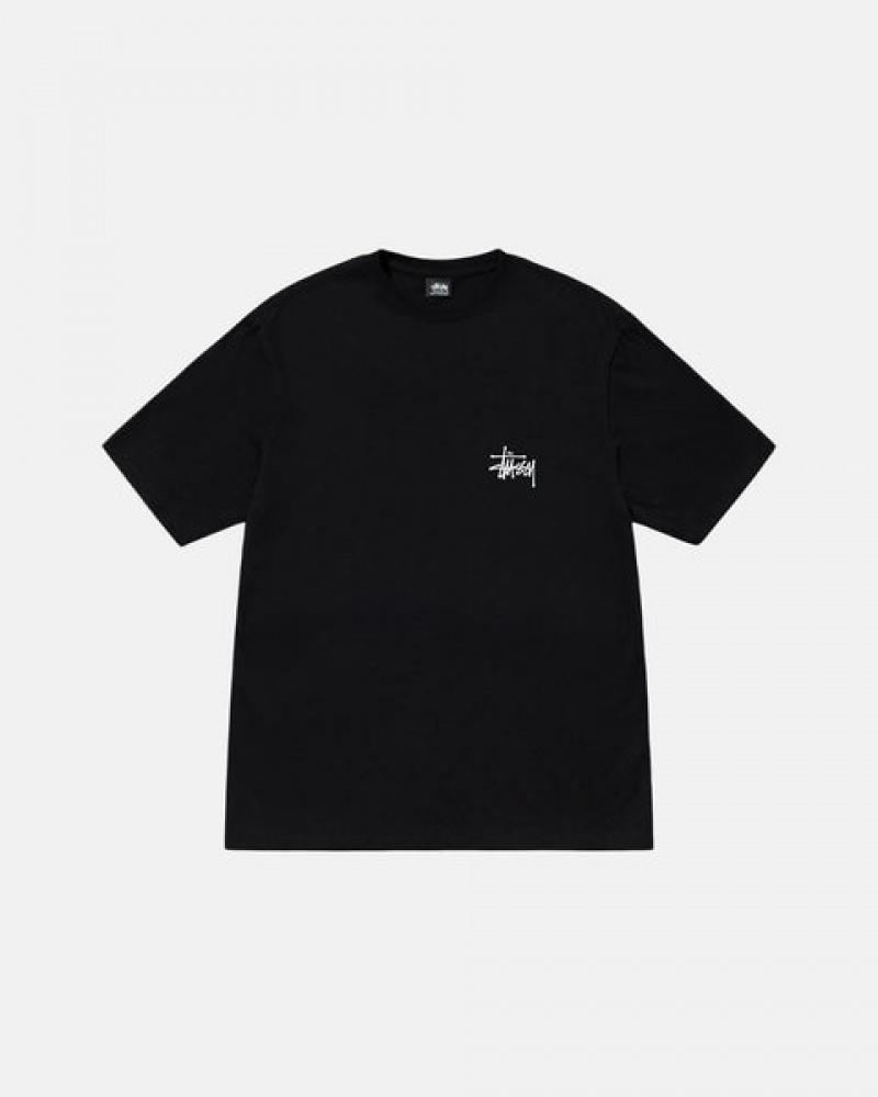 Men Stussy Basic Stussy Tee T Shirt Black Australia | TFP-6732