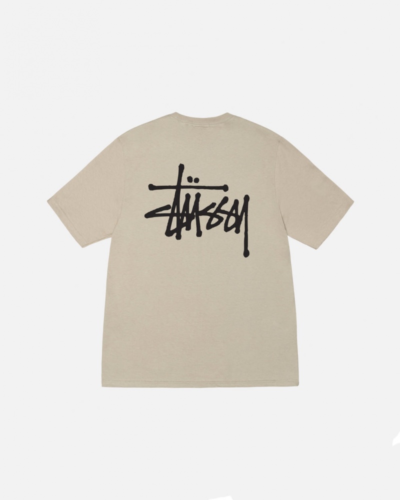 Men Stussy Basic Stussy Tee T Shirt Khaki Australia | IUS-6015