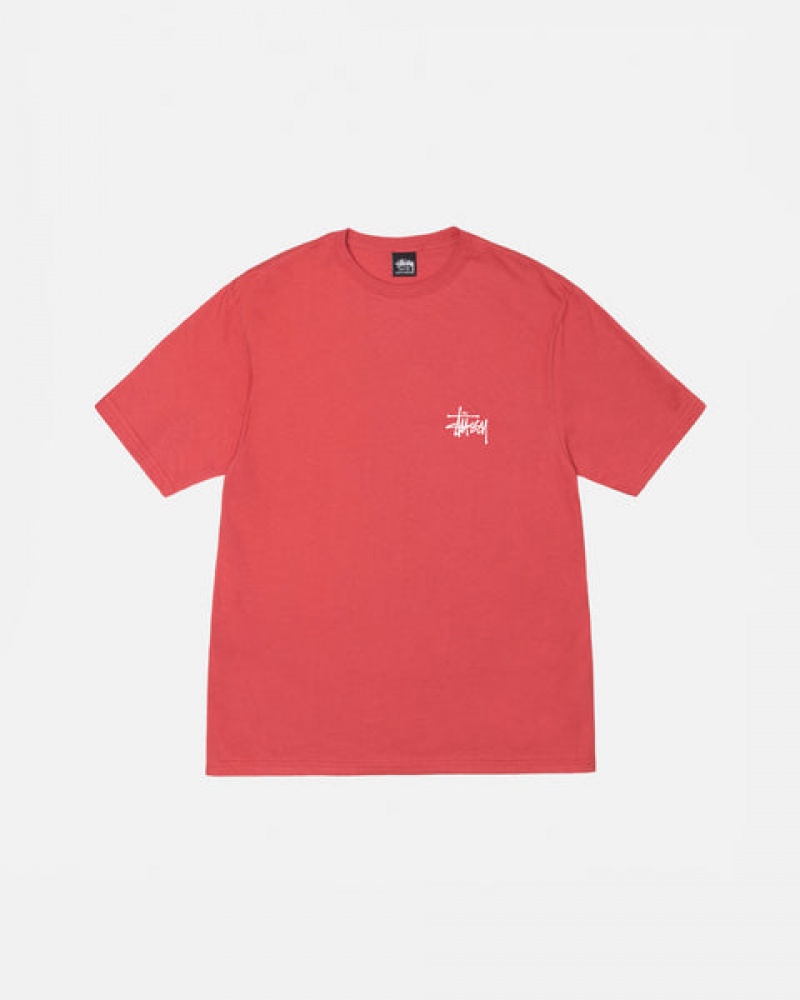 Men Stussy Basic Stussy Tee T Shirt Red Australia | EAI-5734