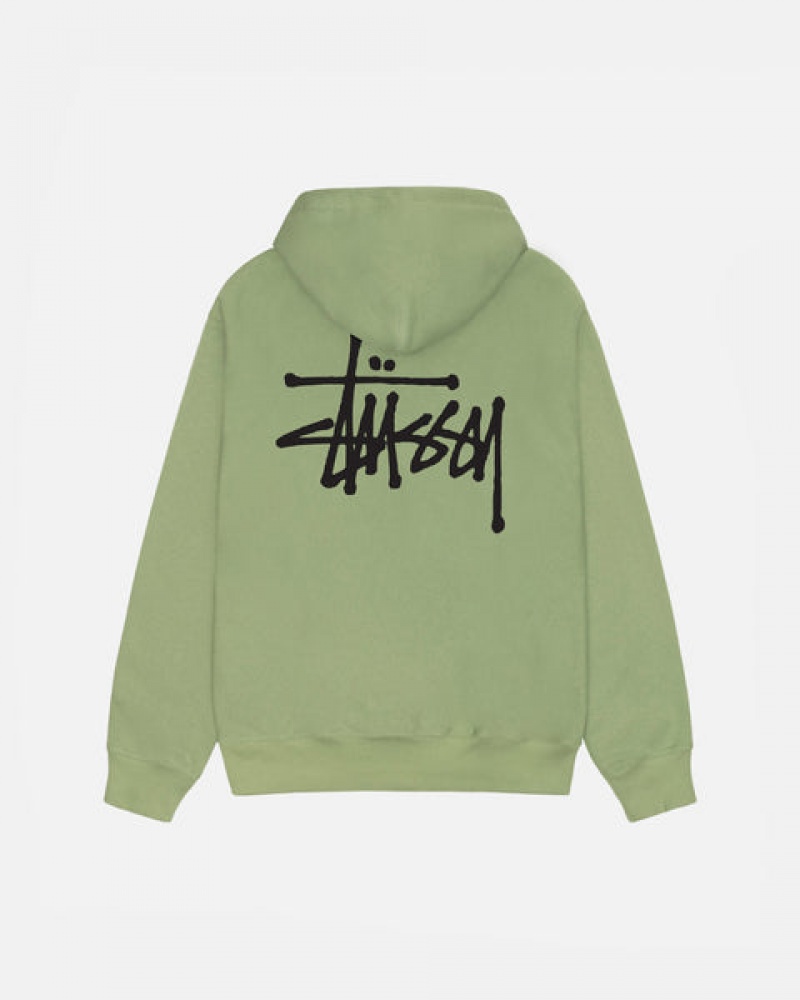 Men Stussy Basic Stussy Zip Hood Sweatshirts Green Australia | PBK-2934