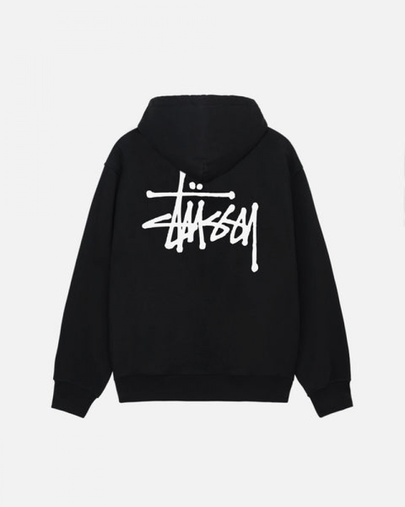 Men Stussy Basic Stussy Zip Hoodie Black Australia | JGT-1895