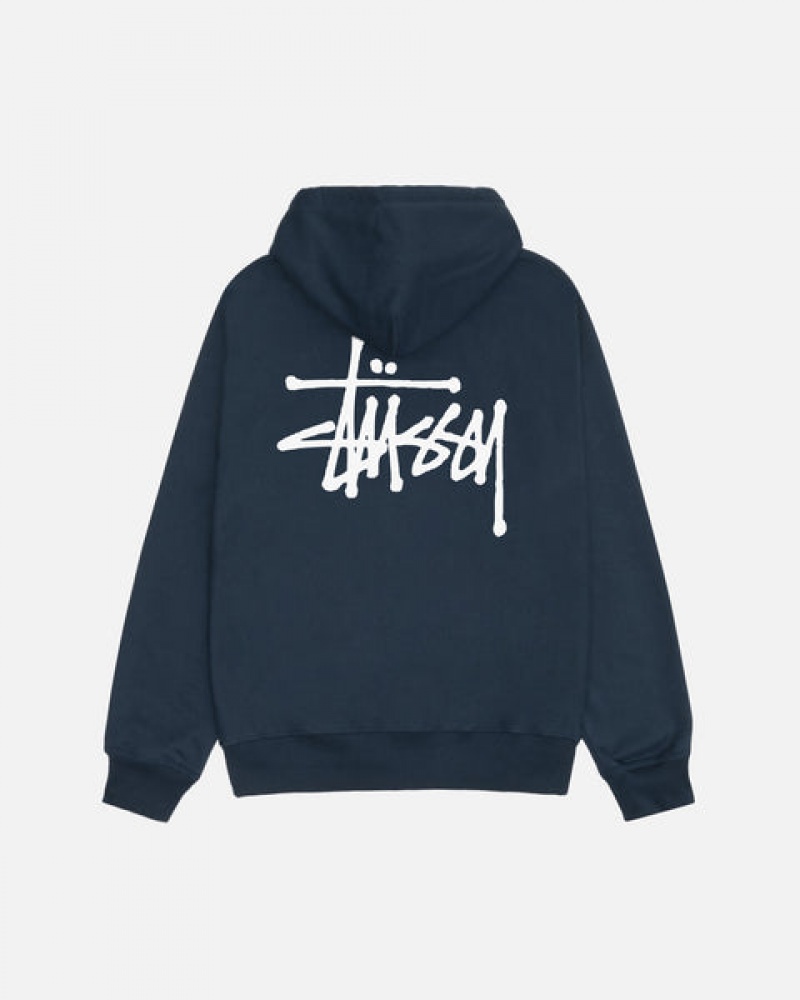 Men Stussy Basic Stussy Zip Hoodie Navy Australia | TLA-8629