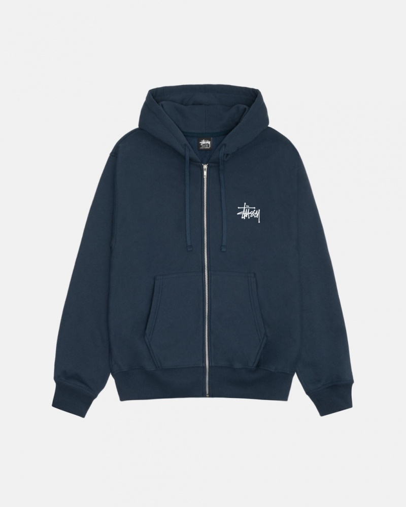 Men Stussy Basic Stussy Zip Hoodie Navy Australia | TLA-8629