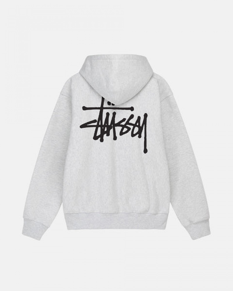 Men Stussy Basic Stussy Zip Hoodie Grey Australia | ZXO-1840