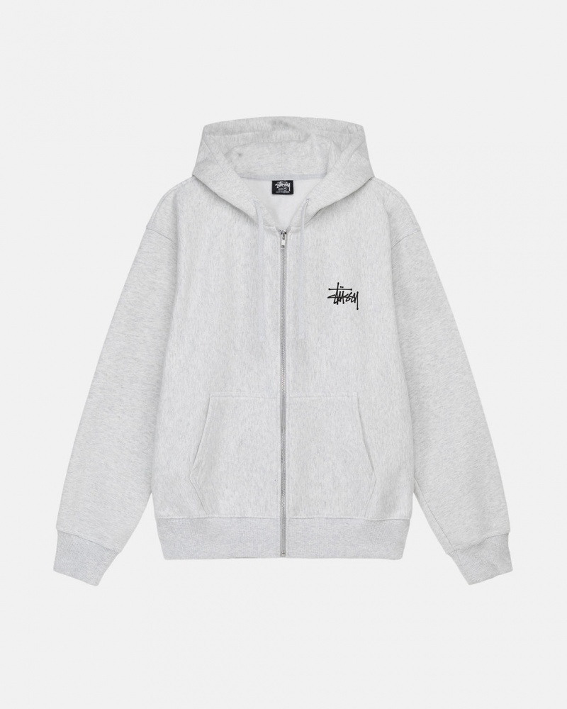 Men Stussy Basic Stussy Zip Hoodie Grey Australia | ZXO-1840