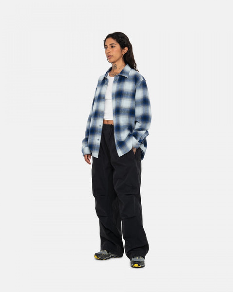 Men Stussy Bay Plaid Shirt Jackets Navy Australia | ZCK-3580