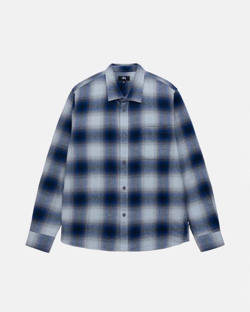 Men Stussy Bay Plaid Shirt Jackets Navy Australia | ZCK-3580