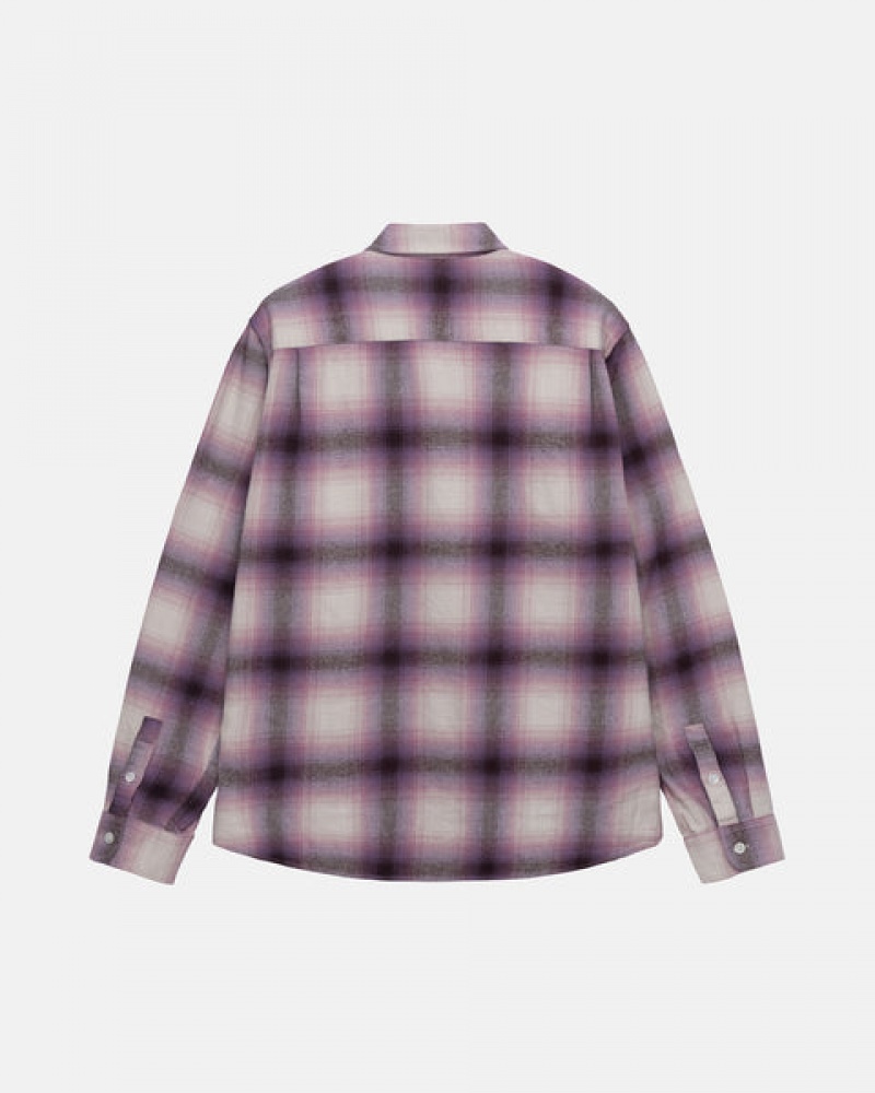 Men Stussy Bay Plaid Shirts Burgundy Australia | MPV-9458