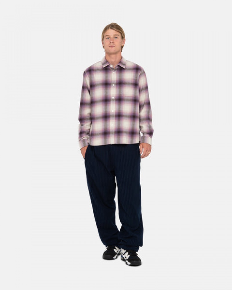 Men Stussy Bay Plaid Shirts Burgundy Australia | MPV-9458