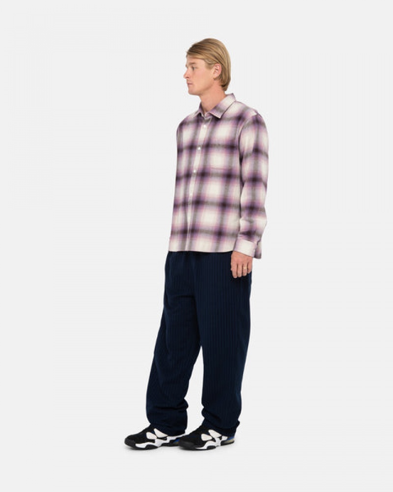 Men Stussy Bay Plaid Shirts Burgundy Australia | MPV-9458