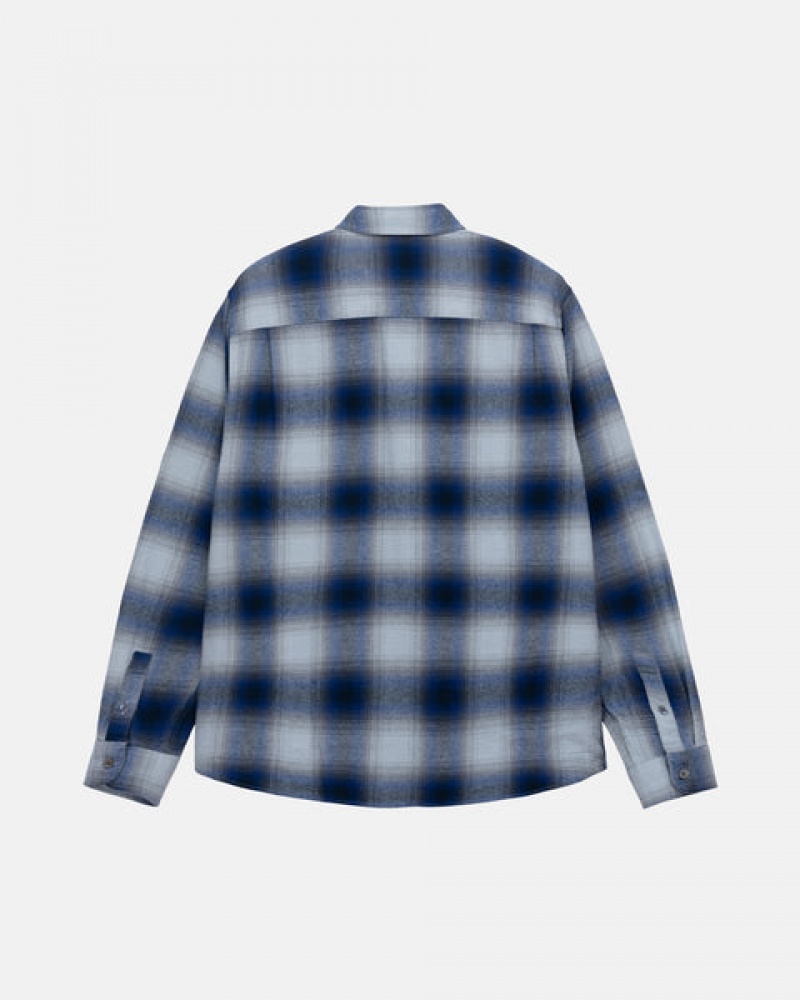 Men Stussy Bay Plaid Shirts Navy Australia | GUG-6750