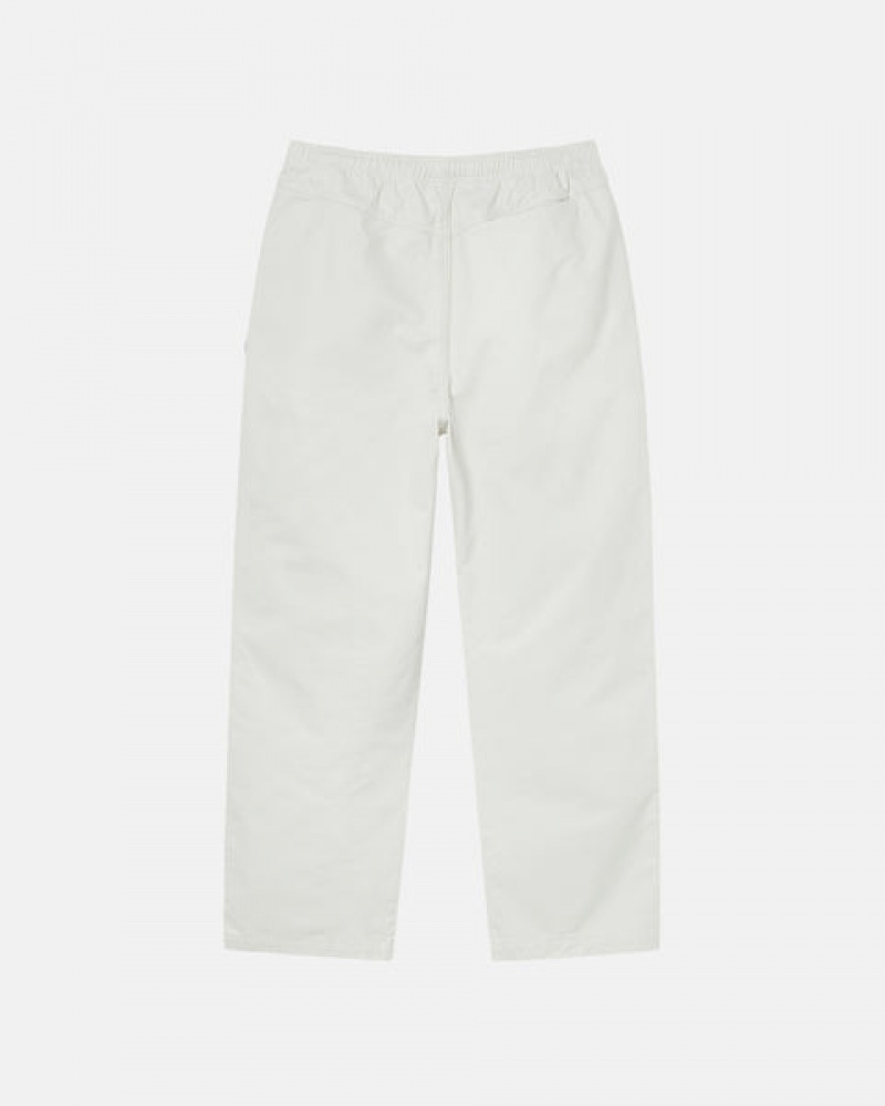 Men Stussy Beach Pant Brushed Cotton Pants Beige Australia | RIS-9514