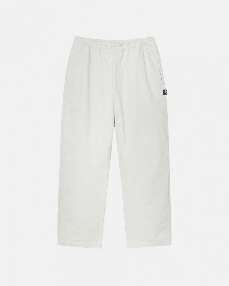 Men Stussy Beach Pant Brushed Cotton Pants Beige Australia | RIS-9514