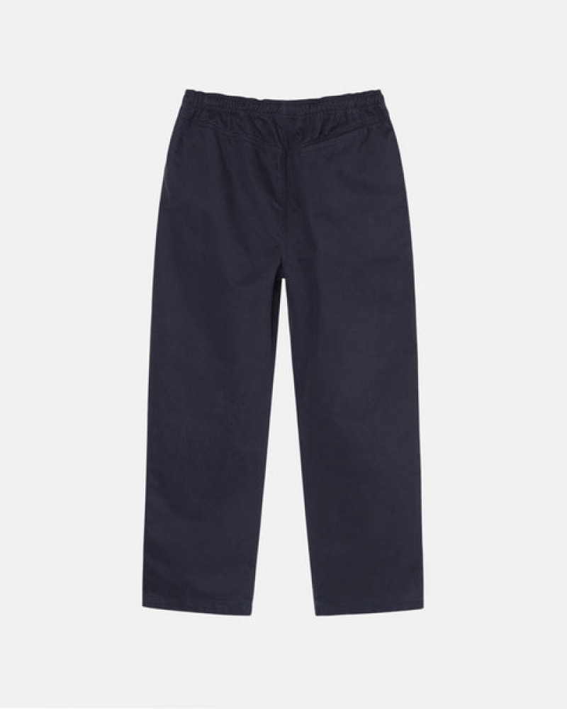 Men Stussy Beach Pant Brushed Cotton Pants Navy Australia | FNS-0785