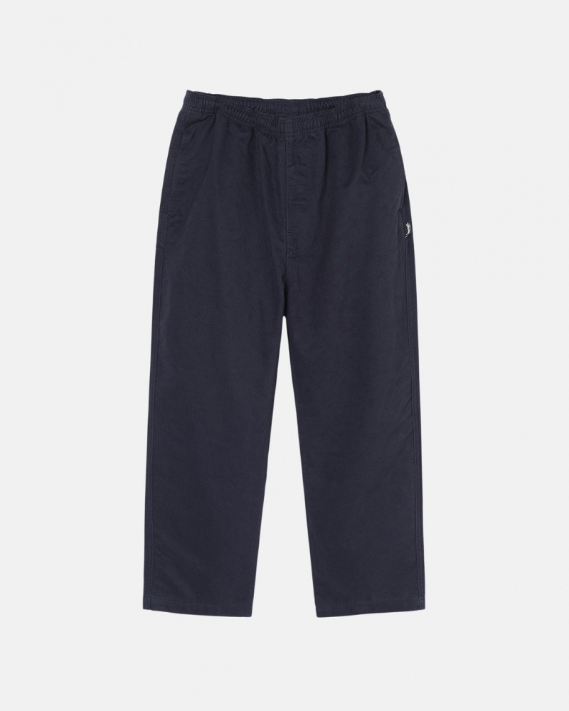 Men Stussy Beach Pant Brushed Cotton Pants Navy Australia | FNS-0785