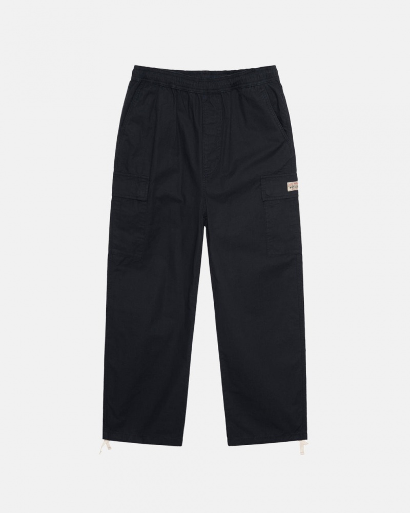 Men Stussy Beach Pant Ripstop Cargo Pants Black Australia | TIL-4531