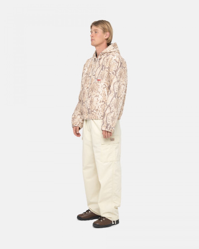 Men Stussy Beach Pant Ripstop Cargo Pants Cream Australia | TRO-5147